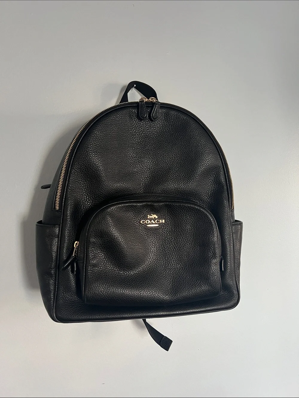 Coach Black Pebbled Leather Backpack with Gold Hardware